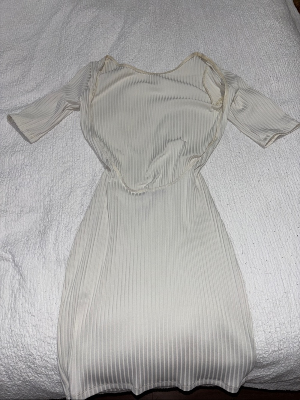 American Apparel cream ribbed midi dress